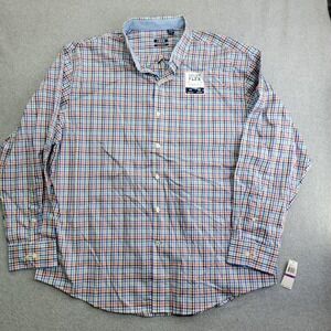 IZOD Shirt Mens 2XL Multicolor Plaid Non-Iron Stretch Sport Flex Button Down